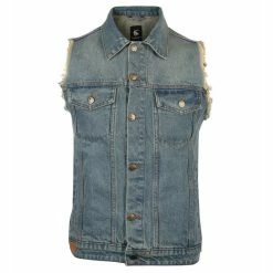 Men's Vest CAPRICORN ROCKWEAR - Blue With Frayed Arms