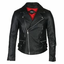 Men's Leather Jacket STRAIGHT TO HELL - Defector Blk Nick