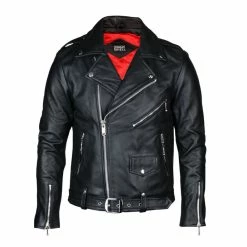 Men's Leather Jacket STRAIGHT TO HELL - Commando Blk Nick