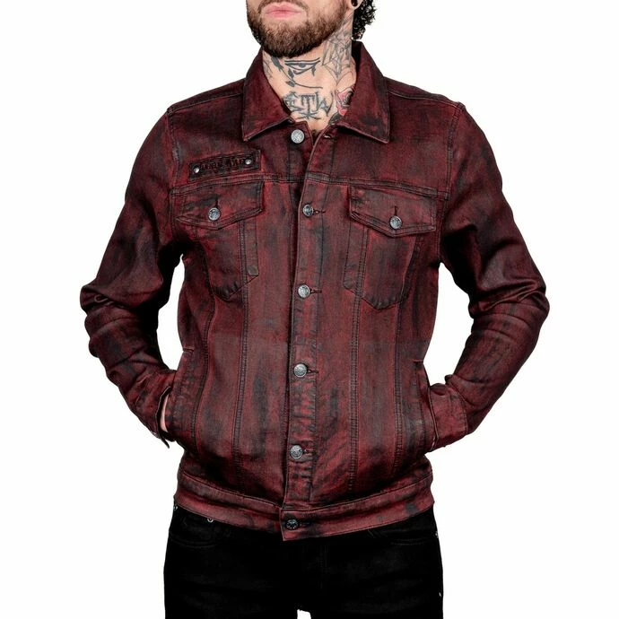 Men's Jacket WORNSTAR - Idolmaker Coated Denim - Crimson - Image 3