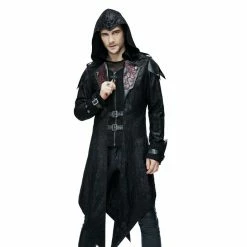 Men's Coat DEVIL FASHION - Vlad Hooded Punk Synthetic Leather