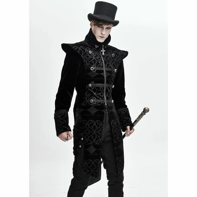 Men's Coat DEVIL FASHION - Bodom Gothic Floral Velvet Coat With Slit - Image 2