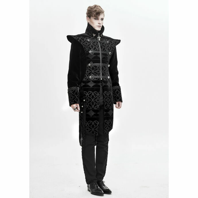 Men's Coat DEVIL FASHION - Bodom Gothic Floral Velvet Coat With Slit - Image 5
