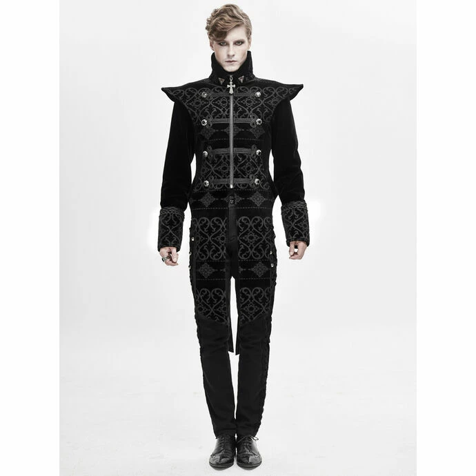 Men's Coat DEVIL FASHION - Bodom Gothic Floral Velvet Coat With Slit - Image 6