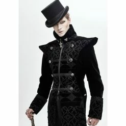 Men's Coat DEVIL FASHION - Bodom Gothic Floral Velvet Coat With Slit