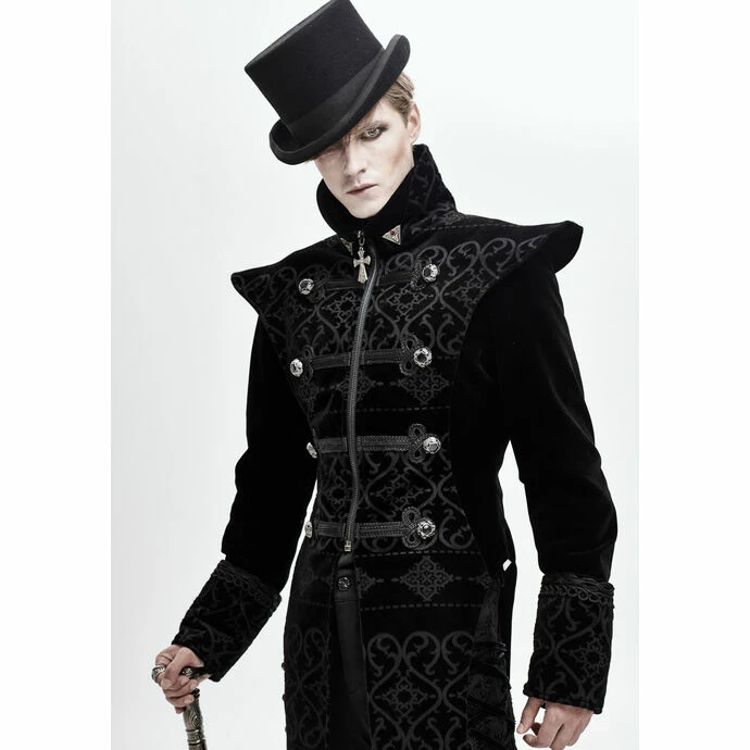 Men's Coat DEVIL FASHION - Bodom Gothic Floral Velvet Coat With Slit