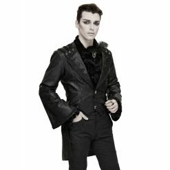 Men's Coat DEVIL FASHION - Osiris Nightfall Gothic Fitted Leather