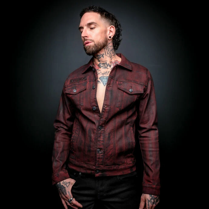 Men's Jacket WORNSTAR - Idolmaker Coated Denim - Crimson - Image 4