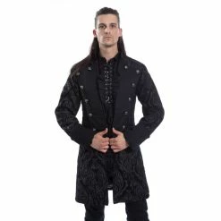 Men's Coat POIZEN INDUSTRIES - MONARCH - BLACK BROCADE