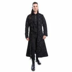 Men's Coat POIZEN INDUSTRIES - MONARCH - BLACK BROCADE